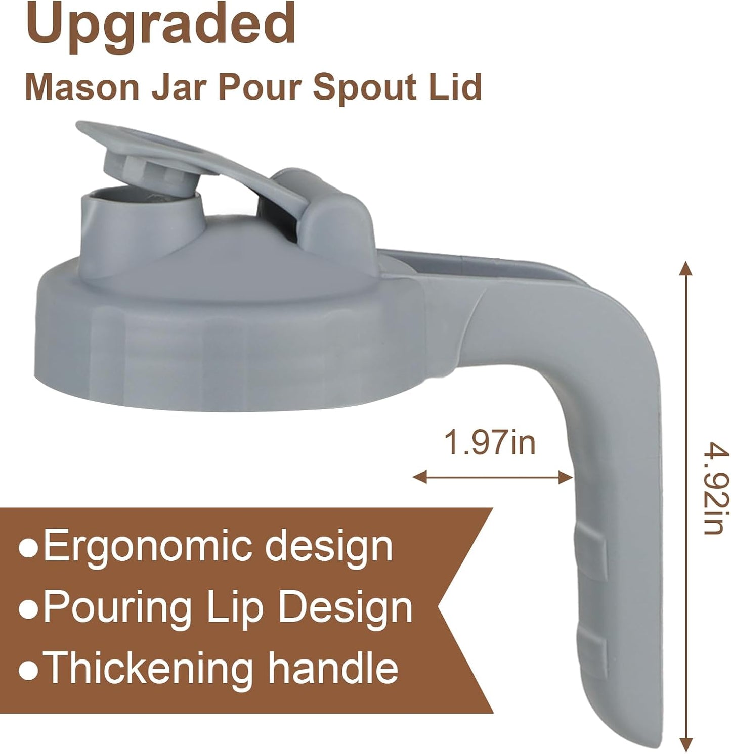 Cold Brew Coffee Maker Pitcher,64 Oz Heavy Duty Glass Mason Jar Pitcher with V-shaped Pour Spout Handle Lid,Stainless Steel Filter for Iced Coffee,Iced tea,Fruit Drinks,lemonade - Gray