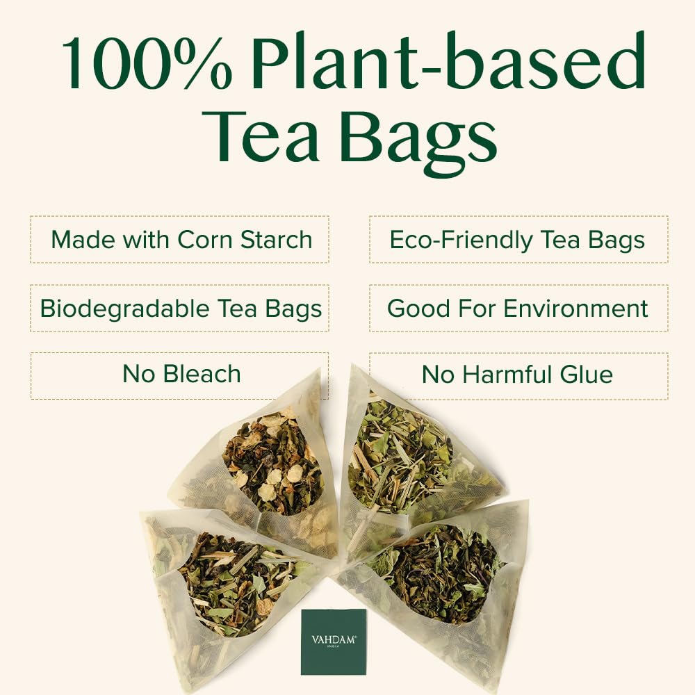 VAHDAM, Jasmine Green Tea Bags (100 Count) Med Caffeine, Non GMO | High Grown Green Tea Blended w/Pure Jasmine Flowers | Resealable Ziplock Pouch