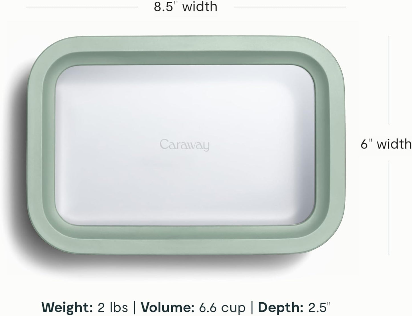 Caraway Glass Food Storage - 6.6 Cup Glass Container - Ceramic Coated Food Container - Non Toxic, Non Stick Lunch Box Container with Glass Lids - Dishwasher, Oven, & Microwave Safe - Mist