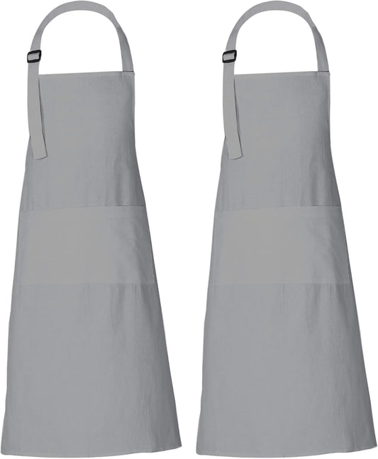 RAJRANG 100% Cotton Cooking Apron with 3 Pockets Kitchen Chef BBQ Adjustable Bib Aprons for Women Men