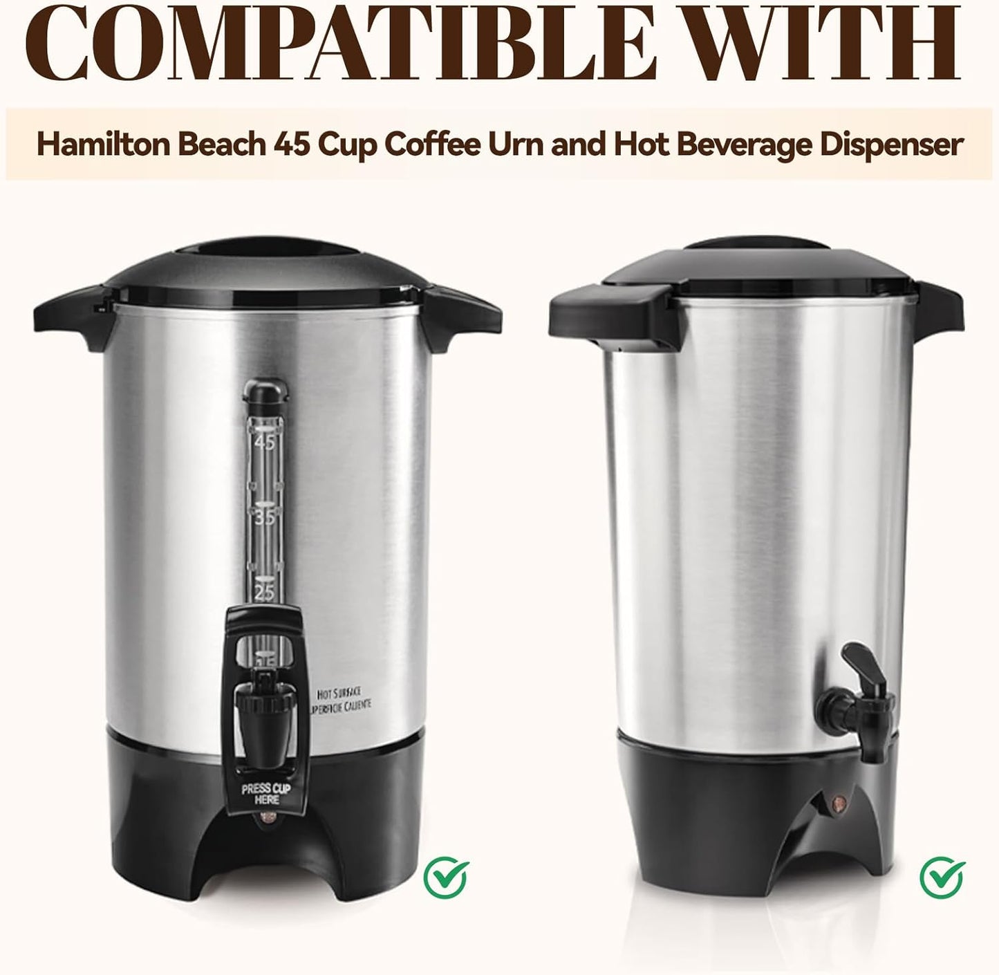 Paper Coffee Filters for Hamilton Beach 45 Cup Coffee Urn and Hot Beverage Dispenser, Unbleached Large Coffee Filters for Most 30-50 Cup Large Coffee Maker, 100 Pcs