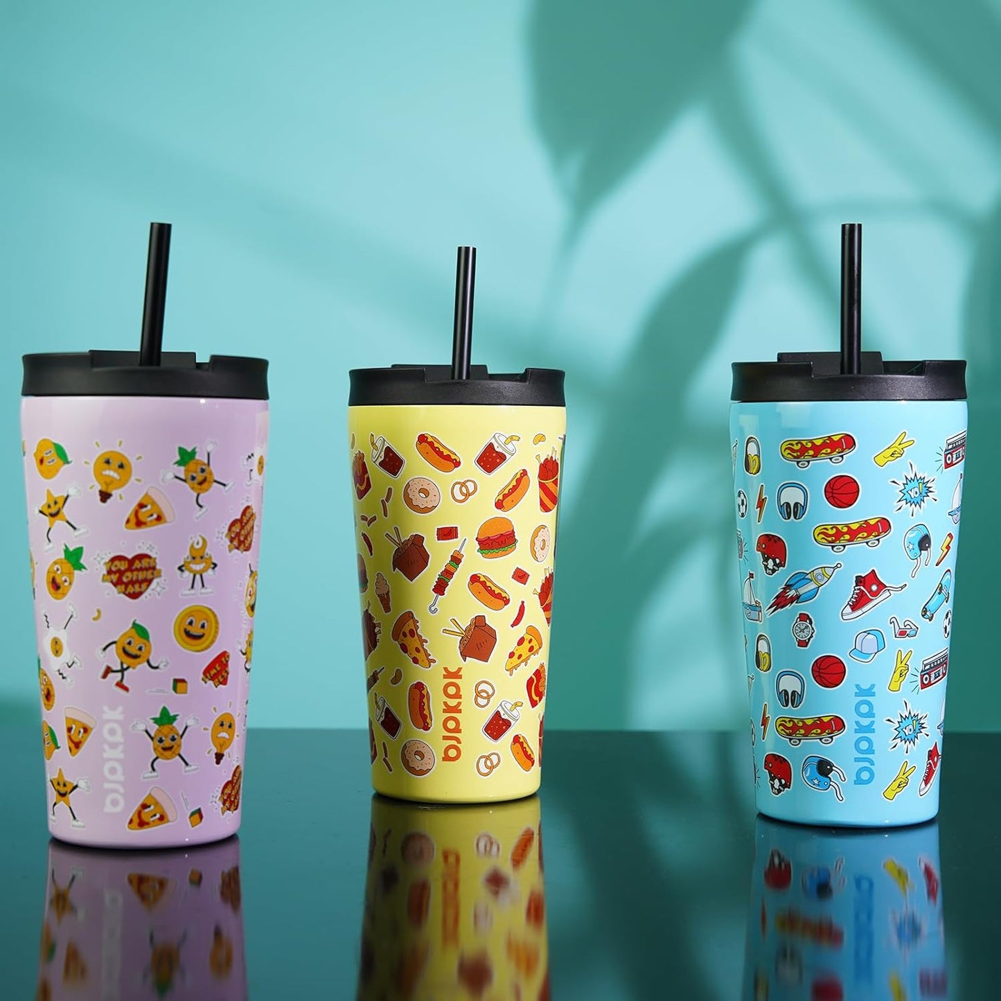 BJPKPK 22oz Tumbler With lid And Straw Stainless Steel Travel Coffee Mug Insulated Tumblers Cups,Hawaii Fruits Purple