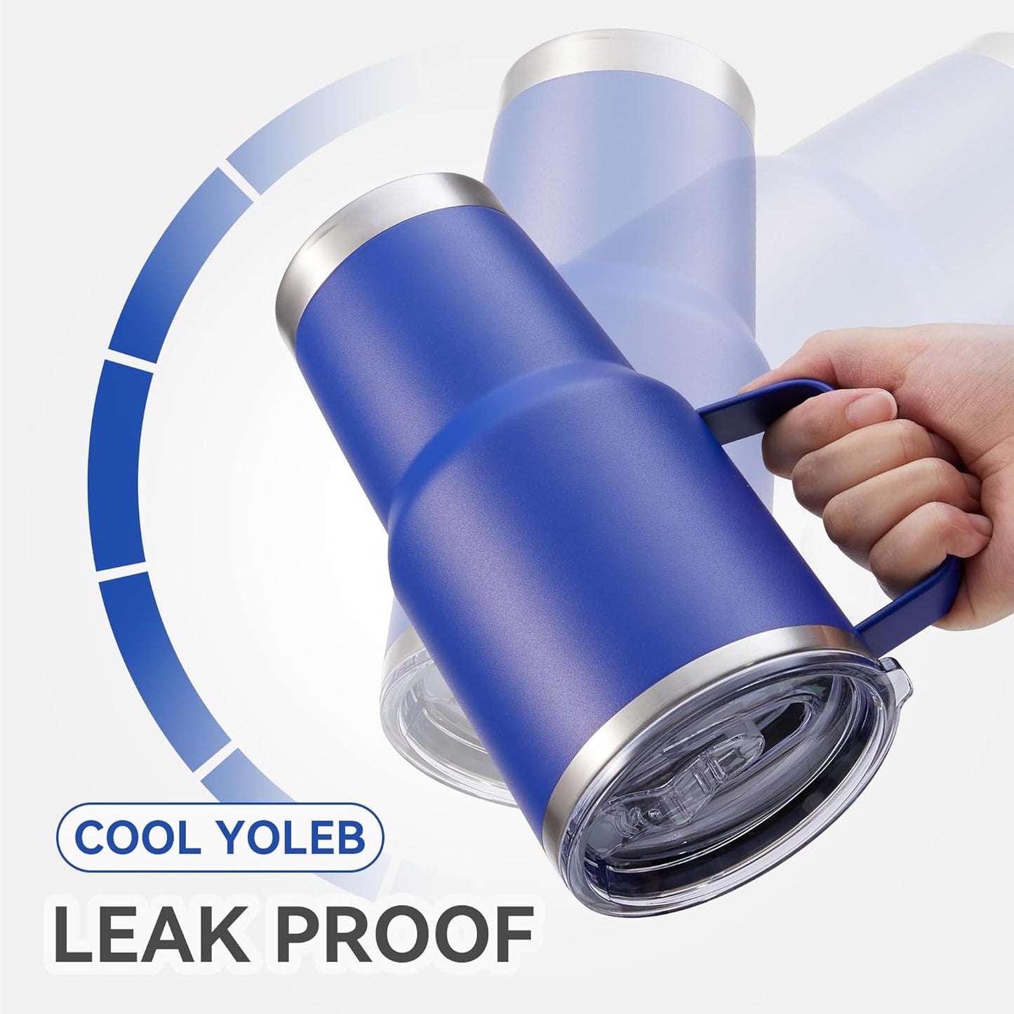 30 oz Tumbler with Handle and Lid, Stainless Steel Tumblers Bulk Double Wall Vacuum Insulated Travel Mug Leak Proof Cup Keep Drinks Cold and Hot Blue, 8 Pack