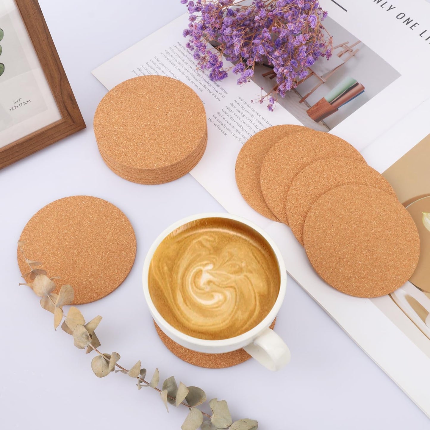 150 Pieces 3.6 Inch Cork Coasters for Drinks, 90 mm Round Cork Coasters, Non-Slip, Heat-Resistant, Absorbent & Reusable, Perfect for DIY Crafts and Home Tabletop Decoration