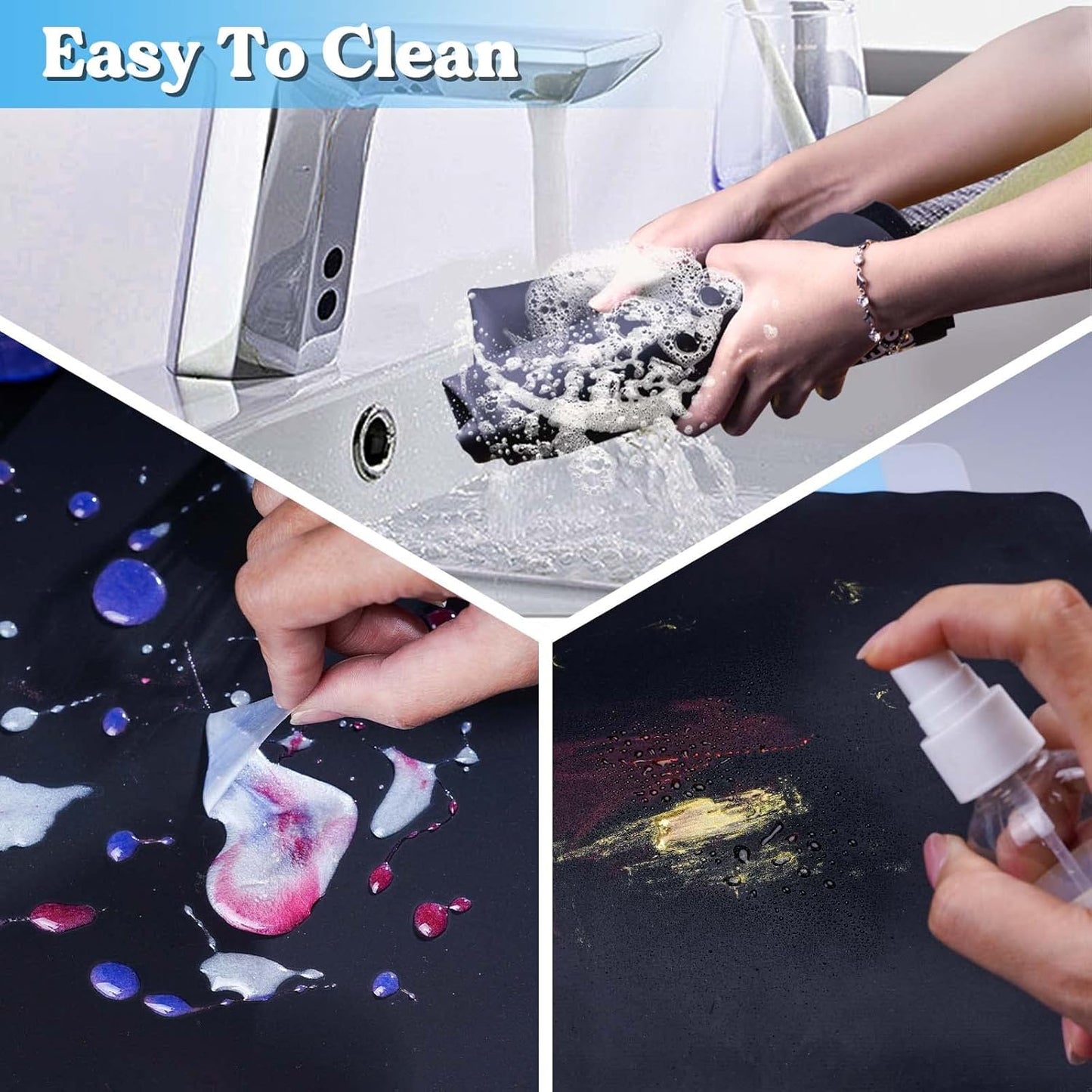 LET'S RESIN 3-in-1 Silicone Mat - 15.7" x 11.7" Nonstick & Nonslip Craft Mat, Heat-Resistant for Resin, Paint, Clay