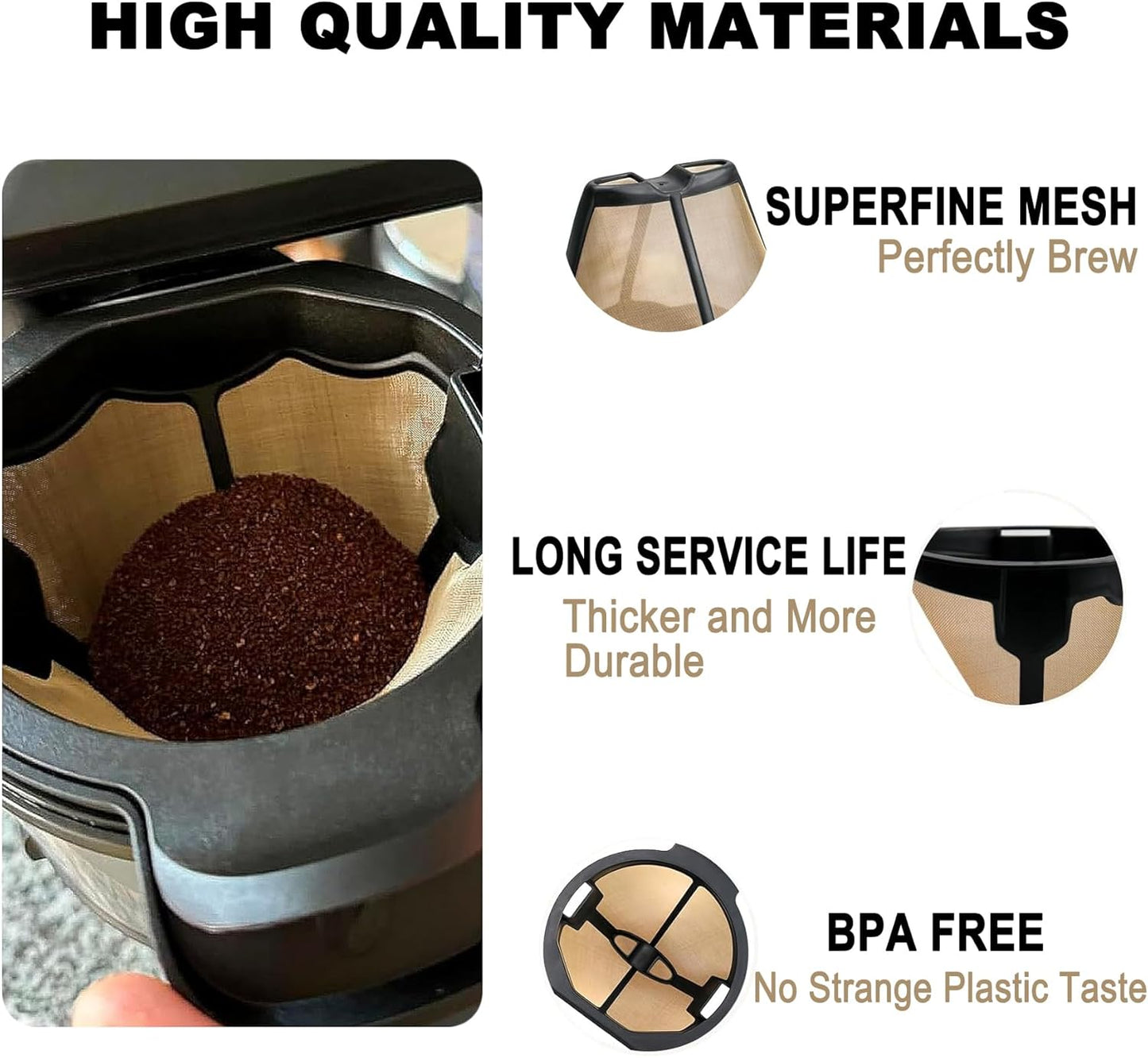 Reusable Coffee Filter Basket for Ninja, Stainless Steel Cone Coffee Permanent Filters, Replacement Parts for Ninja Coffee Maker CM300/305/401|CP300/301/305/307/307C