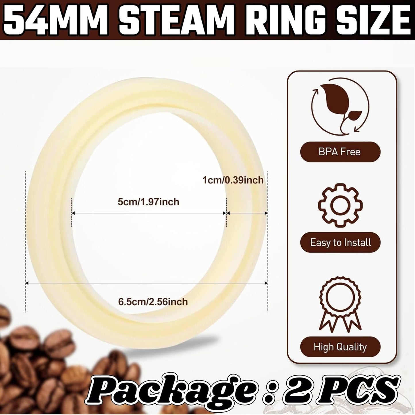 54MM Silicone Steam Ring 2PCS，Brevilles Gasket Replacement for Breville Espresso Machine Parts Breville Espresso Machine Accessories 878/870/860/840/810/500/450 and Sage 500/870/875/880/810/878