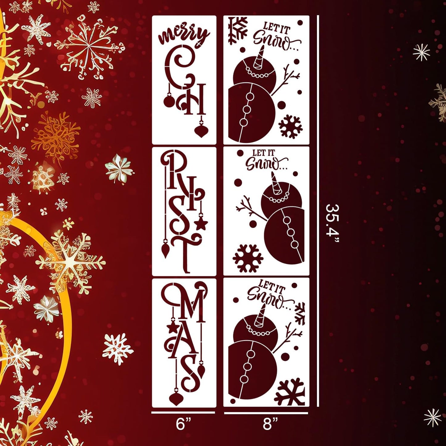 Christmas Stencils for Painting on Wood 35.4" Large Believe Let it Snow Stencil Christmas Stencils for Crafts Porch Sign Decor