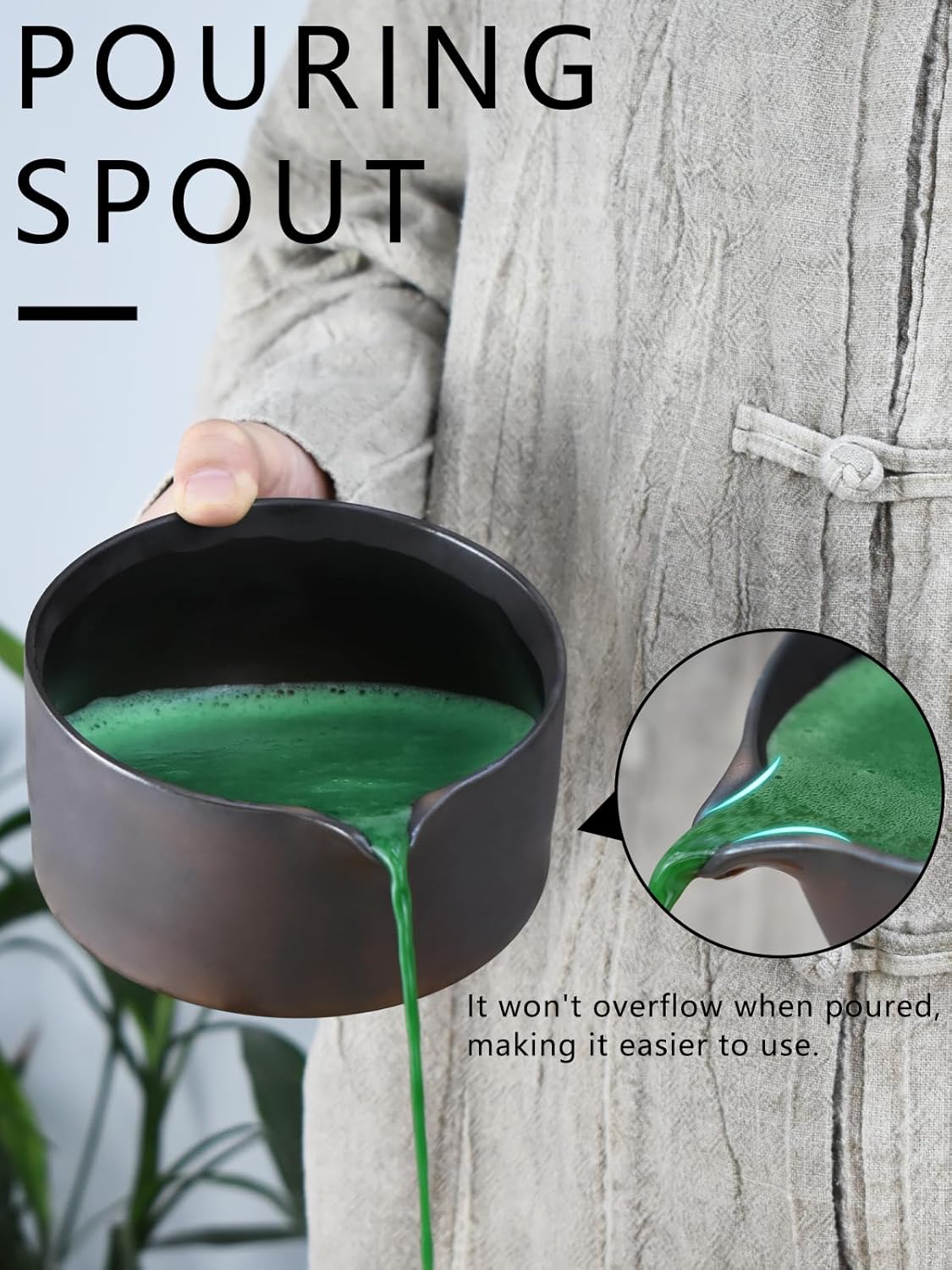 Artcome Matcha Bowl Set with Spout – Handmade Ceramic Chawan, Bamboo Whisk, Whisk Holder, Tea Scoop, and Matcha Manual – Traditional Japanese Tea Set for Matcha Lovers