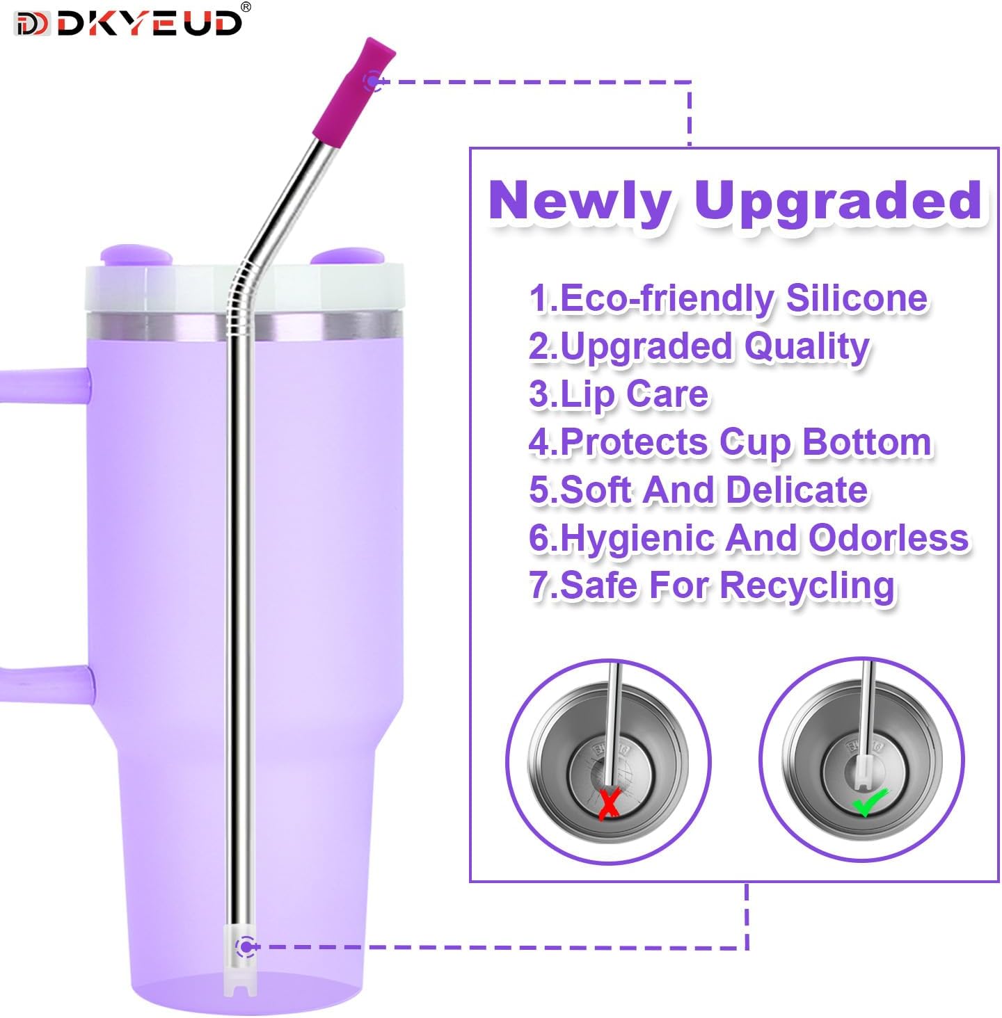 Newly Upgraded 10.5In Metal Straws Reusable Set 6 PCS with12 Silicone Accessories, 2 Straw Brush, 1 Storage Case, BPA Free, Eco-Friendly Stainless Steel Straws for 14, 20, 30,40 oz Tumbler