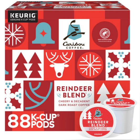 Caribou Coffee Reindeer Blend, Single-Serve Keurig K-Cup Pods, Dark Roast Coffee Pods, 88 Count