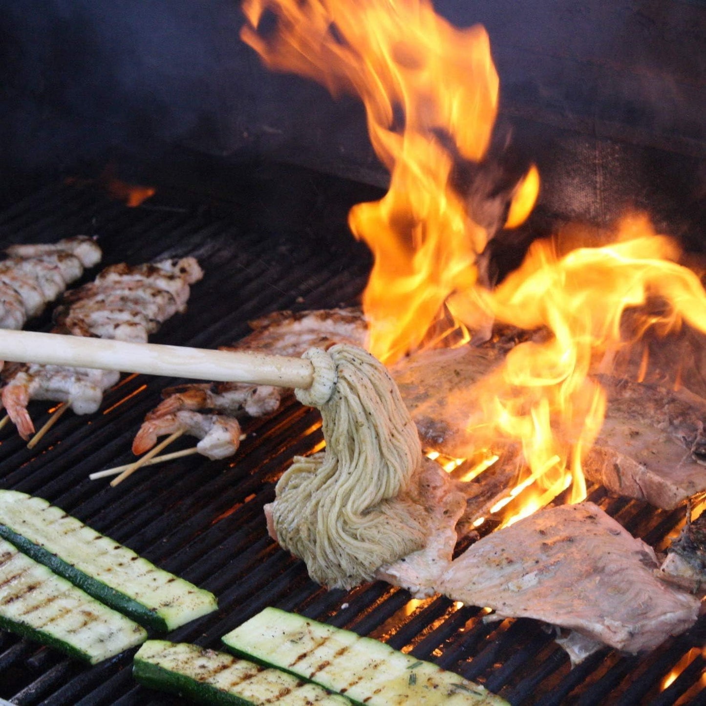 Better Grillin BBQ Bastin Mop Basting Barbecue Brush/Mop Easily Applies Marinades, Sauces, Washes Out, 16in Handle, 2pk