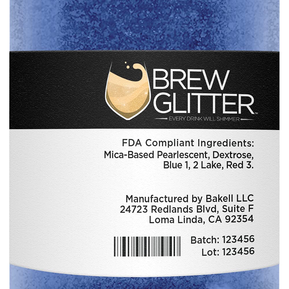 Blue BREW GLITTER Edible Glitter For Drinks, Cocktails, Beer, Garnish Glitter & Beverages | KOSHER & HALAL Certified | 100% Edible & Food Grade | Vegan, Gluten, Nut Free (50g, Blue)