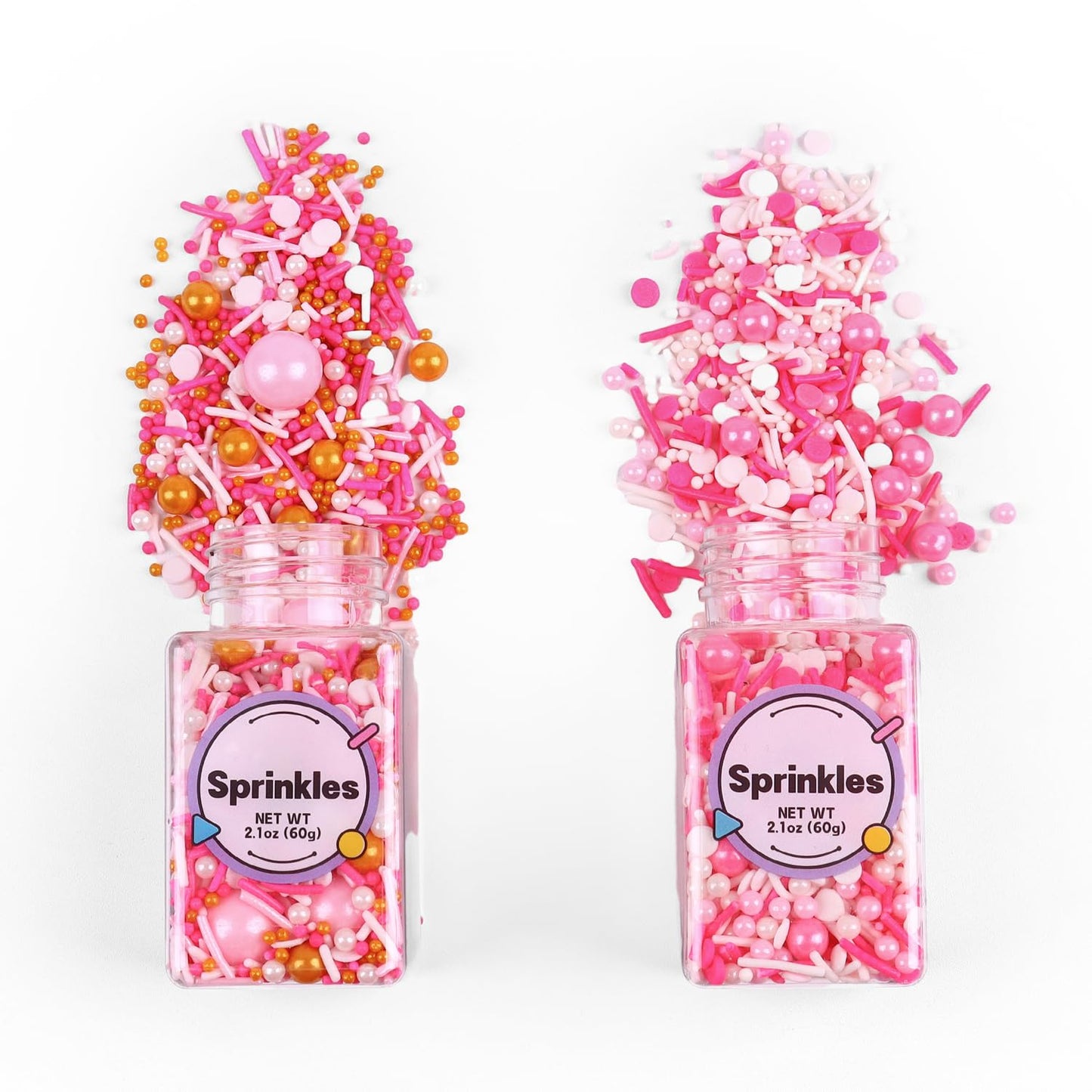 Edible Pink Sprinkle, Valentines Sprinkles Dessert Decorating, Confetti Sprinkle, Pearl Sprinkle, Pink Jimmies Sprinkle for Cake, Cupcake, Chocolate, Macaron, Waffle and Ice Cream(120g/4.23oz)