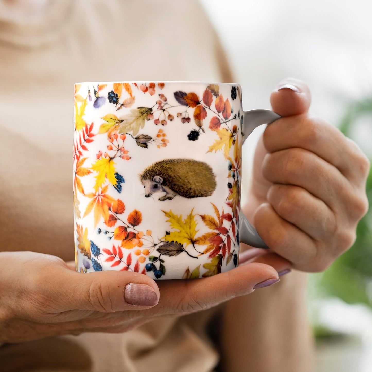 Maison d' Hermine Coffee Mug with Handles Fine Bone China Mugs Pack of One Tea Cups for Hot Beverages Cappuccino Latte Home Restaurant Office Perfect for Gift (Sous-Bois - Foret, 15 Ounce)