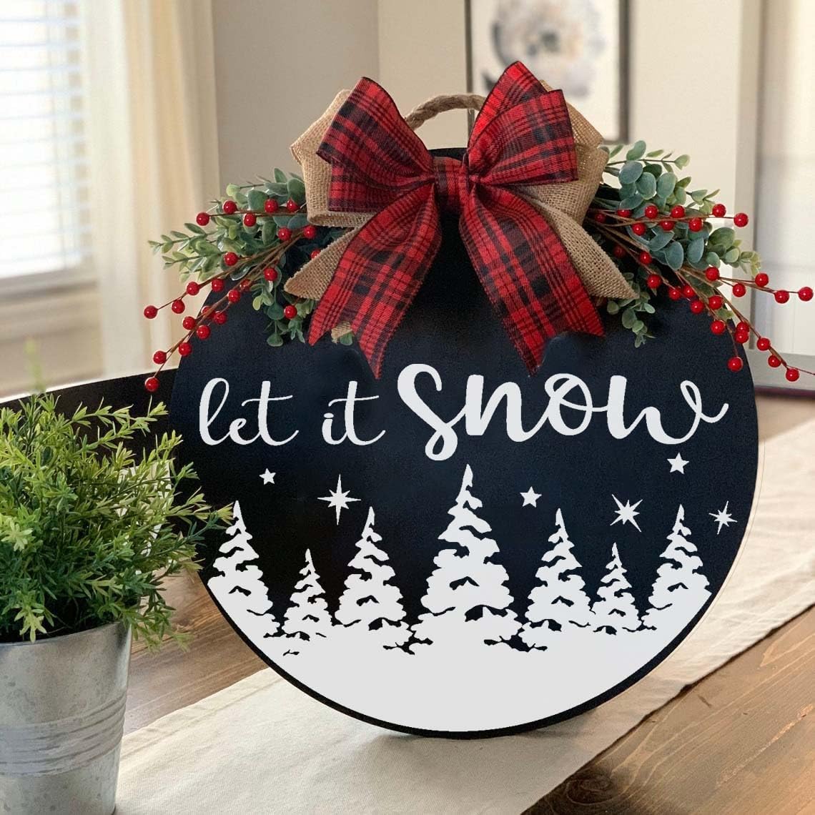 Christmas Stencils for Painting on Wood 12” Large Christmas Stencil Reusable Half Round Holiday Drawing Templates for Painting on Wood DIY Crafts Doormat Canvas Window Decor