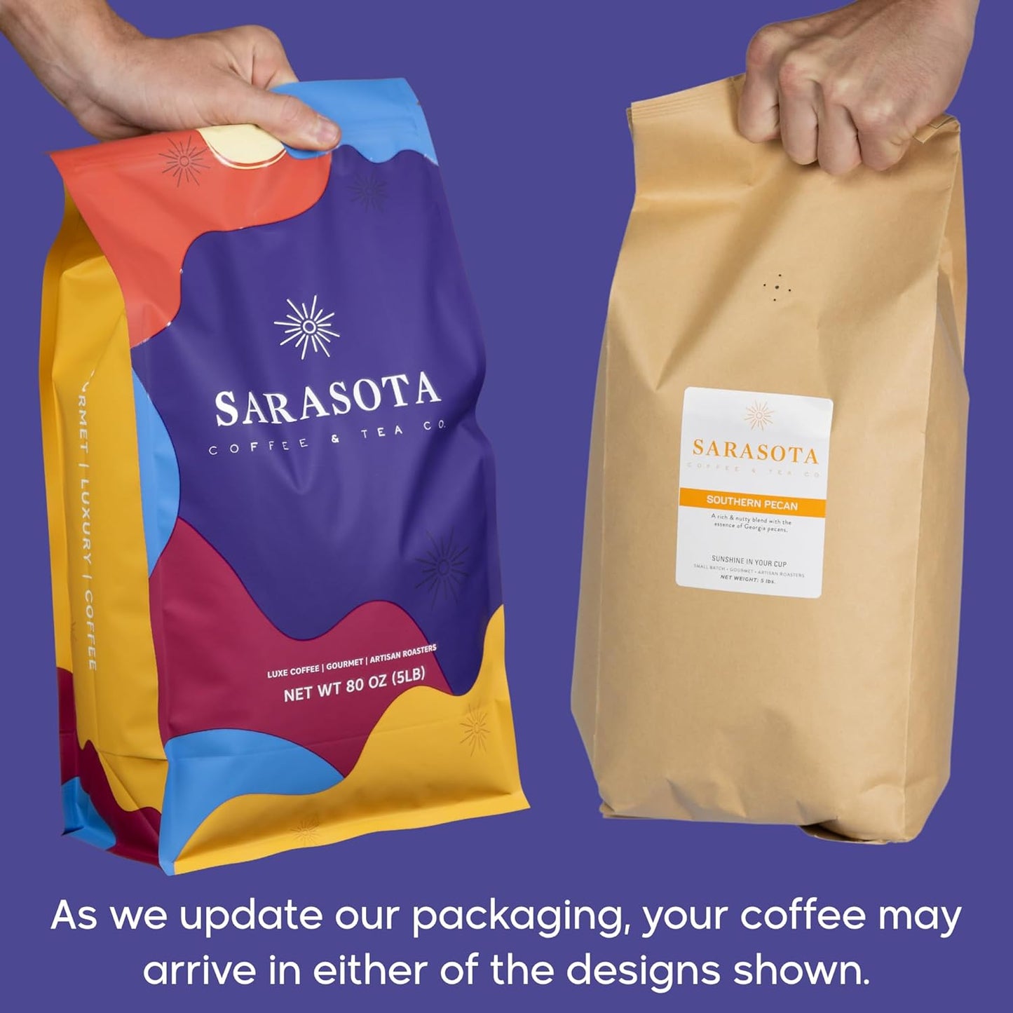 Sarasota Coffee Whole Bean Southern Texas Butter Pecan | Medium Roast Gourmet Flavored Coffee Beans | Low Acid, Mold Free, Specialty Grade Bulk Beans | 5lb (80 oz)