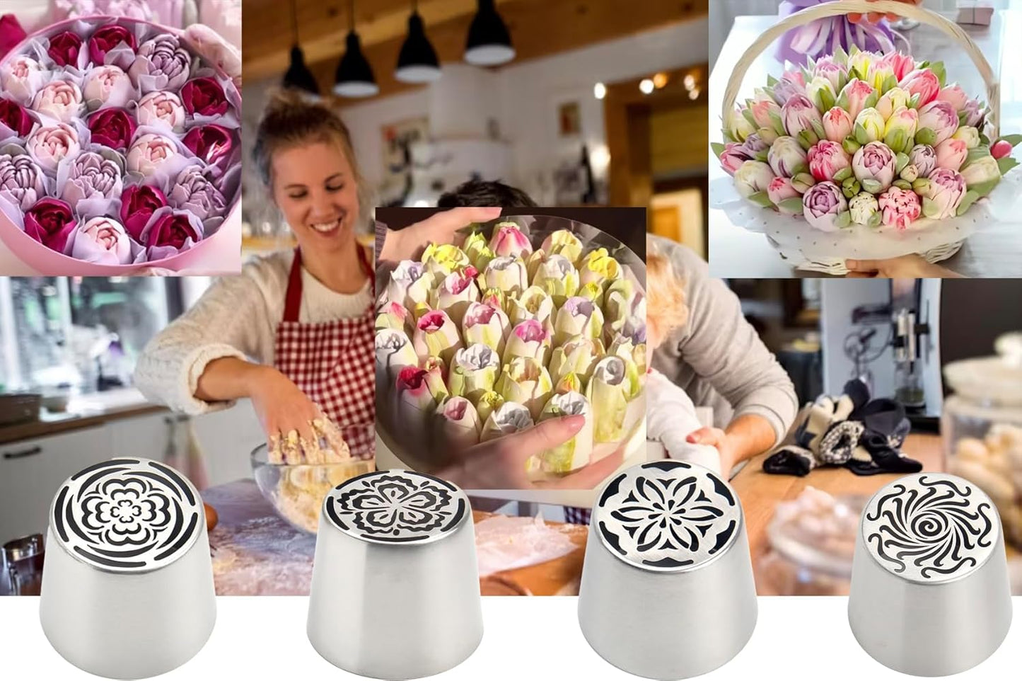 Extra Large Russian Piping Tips Cake Decorating Kit for Buttercream Roses 3D Floral Designs Baker Tools for Wedding Birthday Cakes Cupcakes Cookies