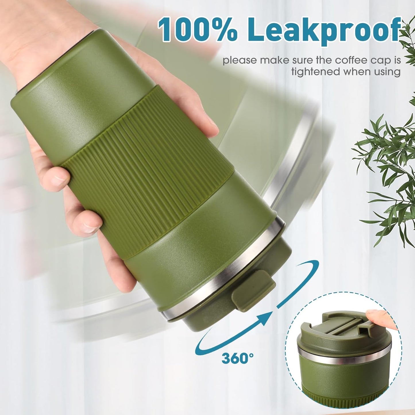 Sabary 4 Pack 16 oz Bulk Travel Coffee Mug with Lid Reusable Vacuum Insulated Coffee Tumbler Double Wall Thermal Stainless Steel Camping Tea Cup for Christmas Winter Drinks Employee Gift(Multicolor)