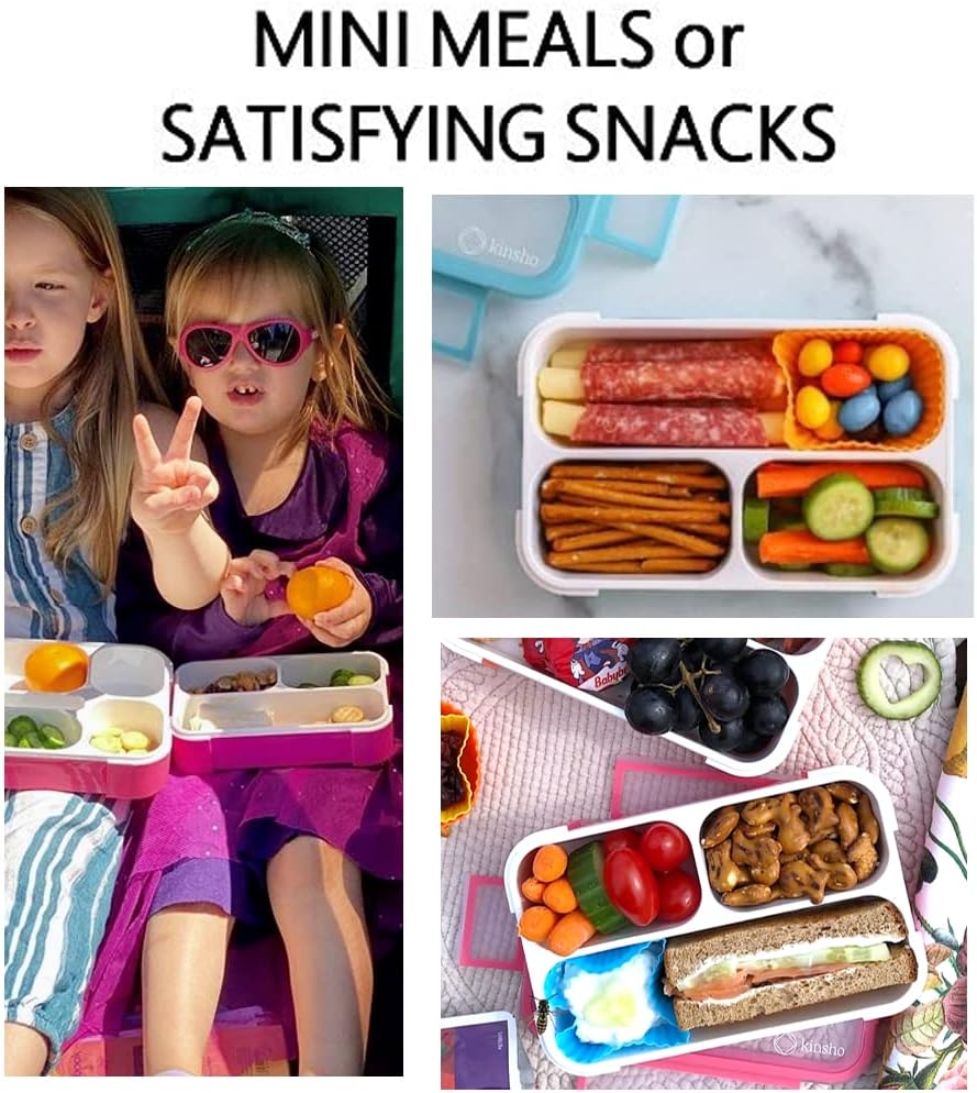 Snack Container - Small Bento Lunch Box for Kids Girls Boys Toddlers | MINI Leak-proof Boxes, Baby Bentobox for Daycare, Portion Containers, BPA-Free Pink and Blue Set of 2