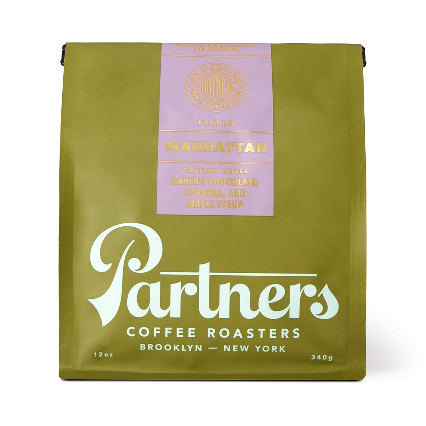 Partners Coffee Roasters, Manhattan Blend, 12 Ounce, Whole Bean Coffee, Dark Roast