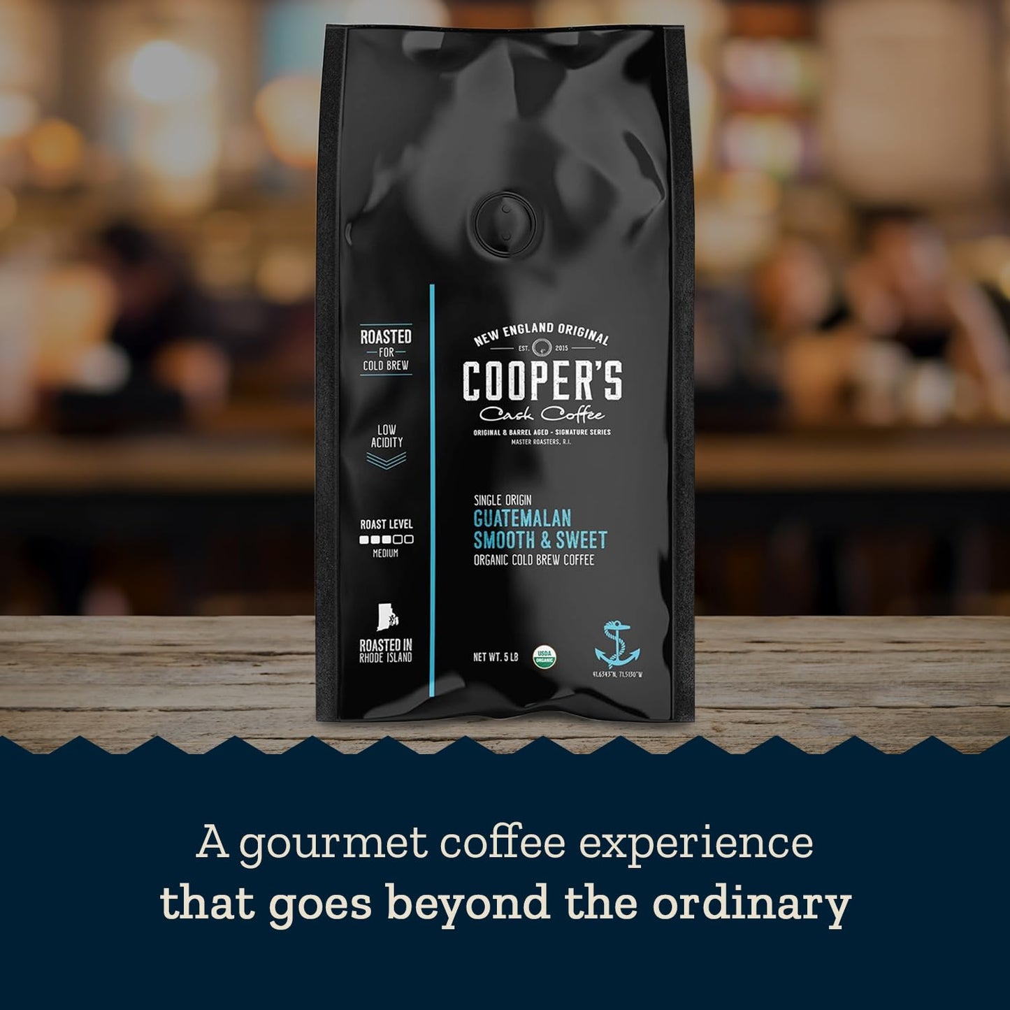 Organic Cold Brew Coffee - Guatemalan Coffee Beans Crafted For Cold Brewing - Ground, Medium Roast, 5 lb