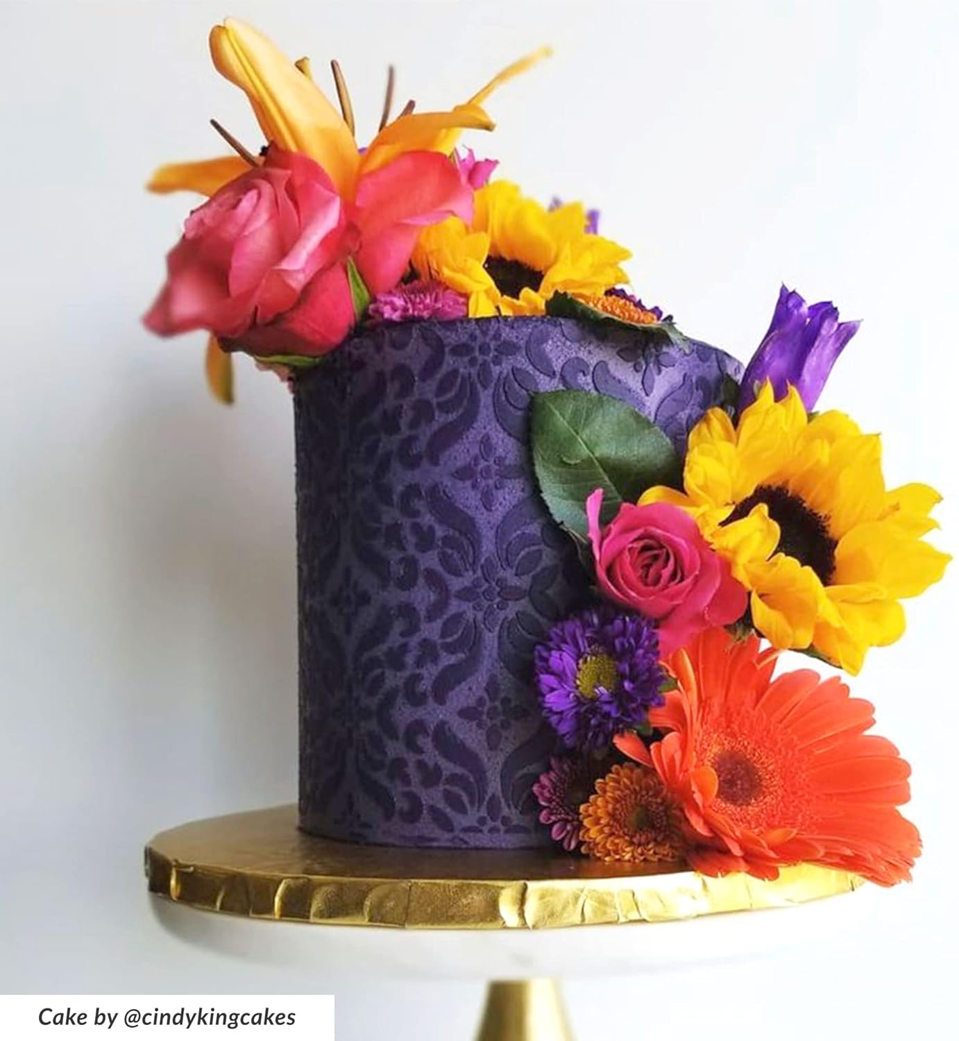 Cake Decorating Stencil for Tall Buttercream Cake, Royal Icing, Ganache, Paint, Airbrush (Lorna)