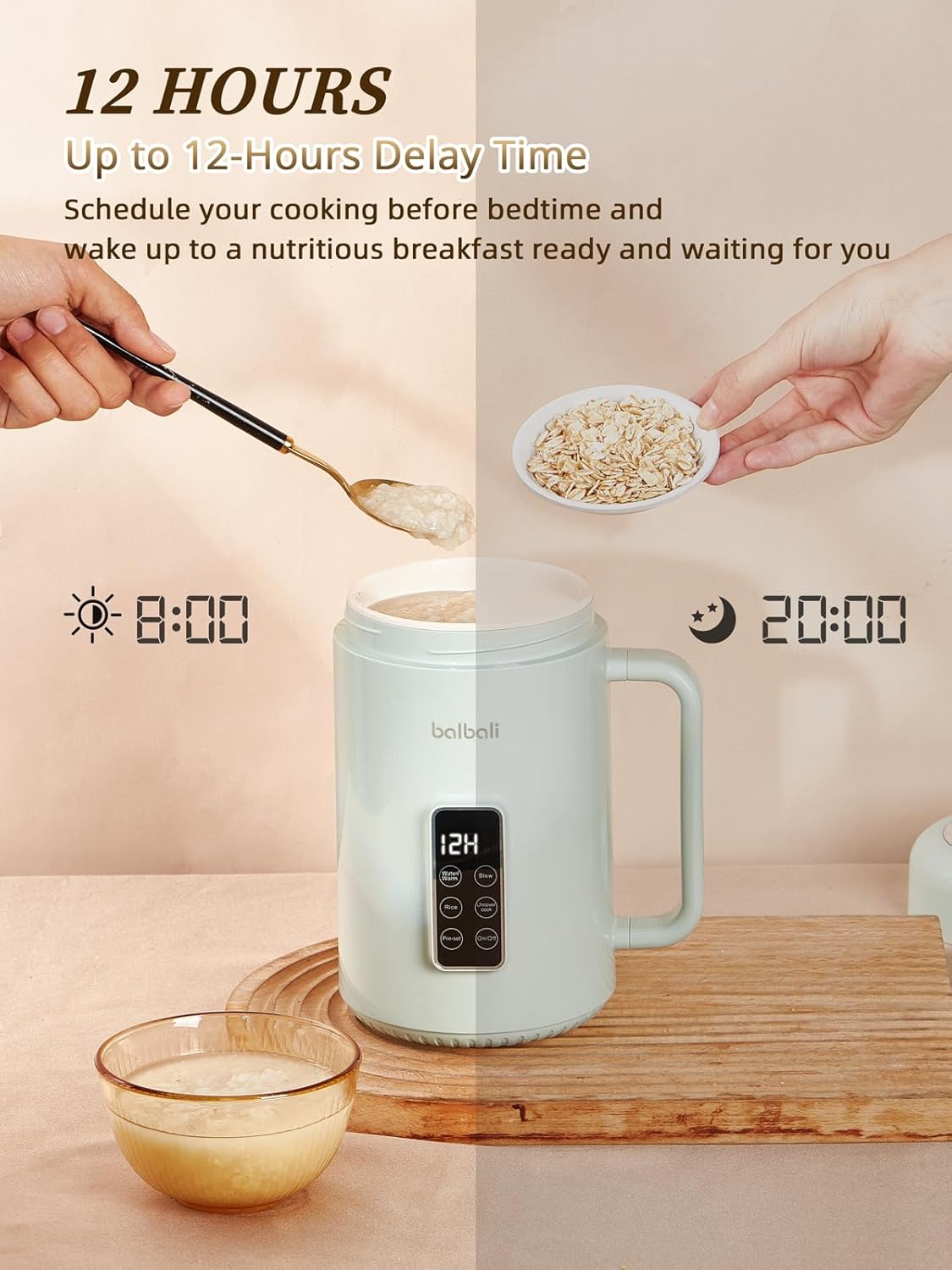 balbali Portable Electric Pot for Cooking Dorm Room - 28oz Non-stick Travel Electric Kettle, Mini Hot Pot with Temperature and Time Control - Self Heating Soup/Rice/Ramen Cooker/Warmer Green