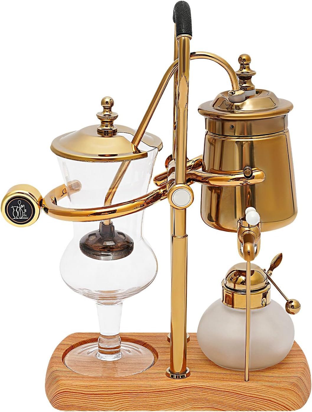 JOMCYDM Balance Syphon Coffee Maker Elegant Unique Belgian Machine for Coffee and Tea Easy to Clean Integrated Filter Gold Accents Decorative Design Best Tasting Coffee Espresso Brewer