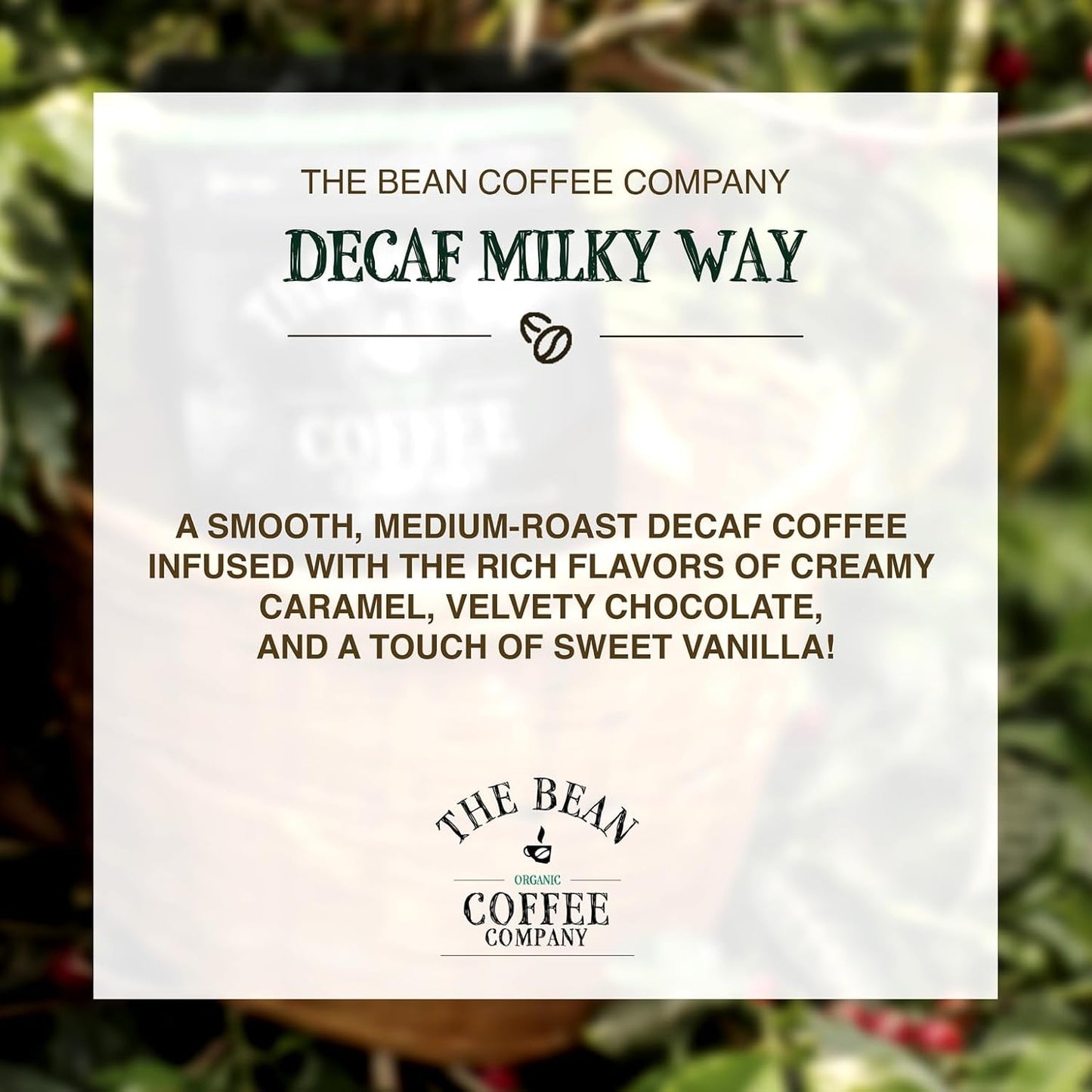 The Bean Organic Coffee Company Water Processed DECAF Milky Way, Medium Roast, Whole Bean Coffee, 5-Pound Bag