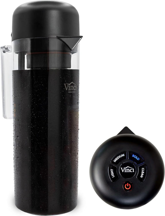 VINCI Express2 Electric Cold Brew Coffee Maker: 37 oz., Fast, Customizable, Low-Acid Brews with Patented Circle Flow Technology Digital Controls, 3 Brew Settings, Self-Cleaning Function