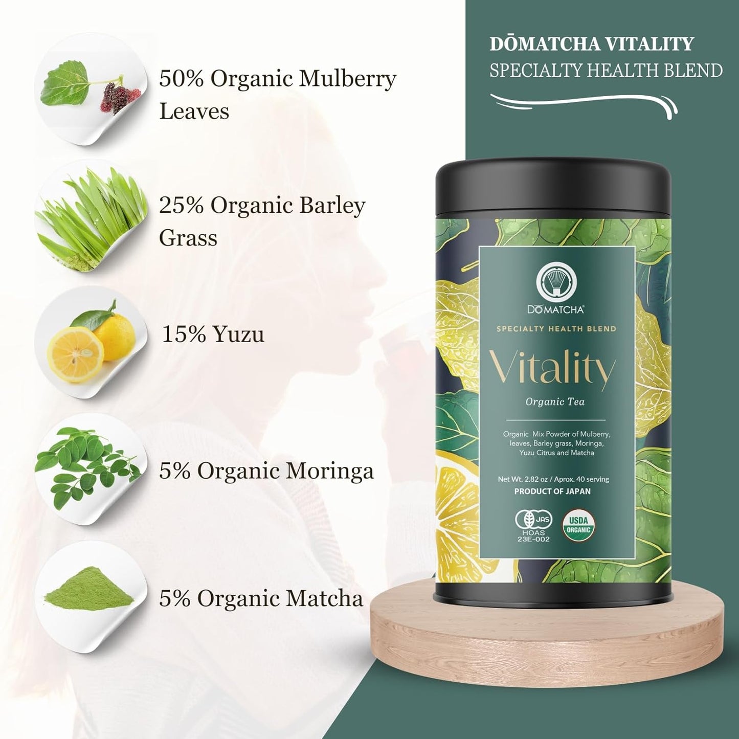 DoMatcha Vitality Blend - Green Mix 2.82 oz - Superfood Blend for Unique Smoothies - Nature's Vibrant Mix - Crafted with 100% Organic Ingredients