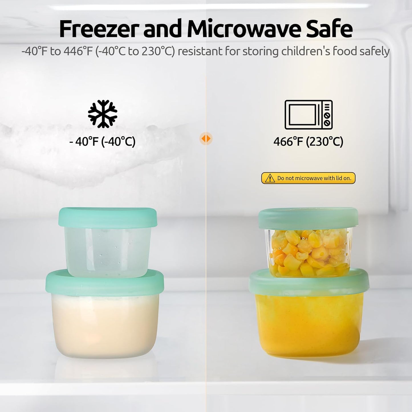 U-Taste 6oz Small Snack Containers: Food Grade Liquid-Silicone Ice cream Storage with Airtight Lid, Freezer Safe with Clear 200ml Measurements, Reusable for Prepping Fruit, Puree, Nuts (Aqua Sky)