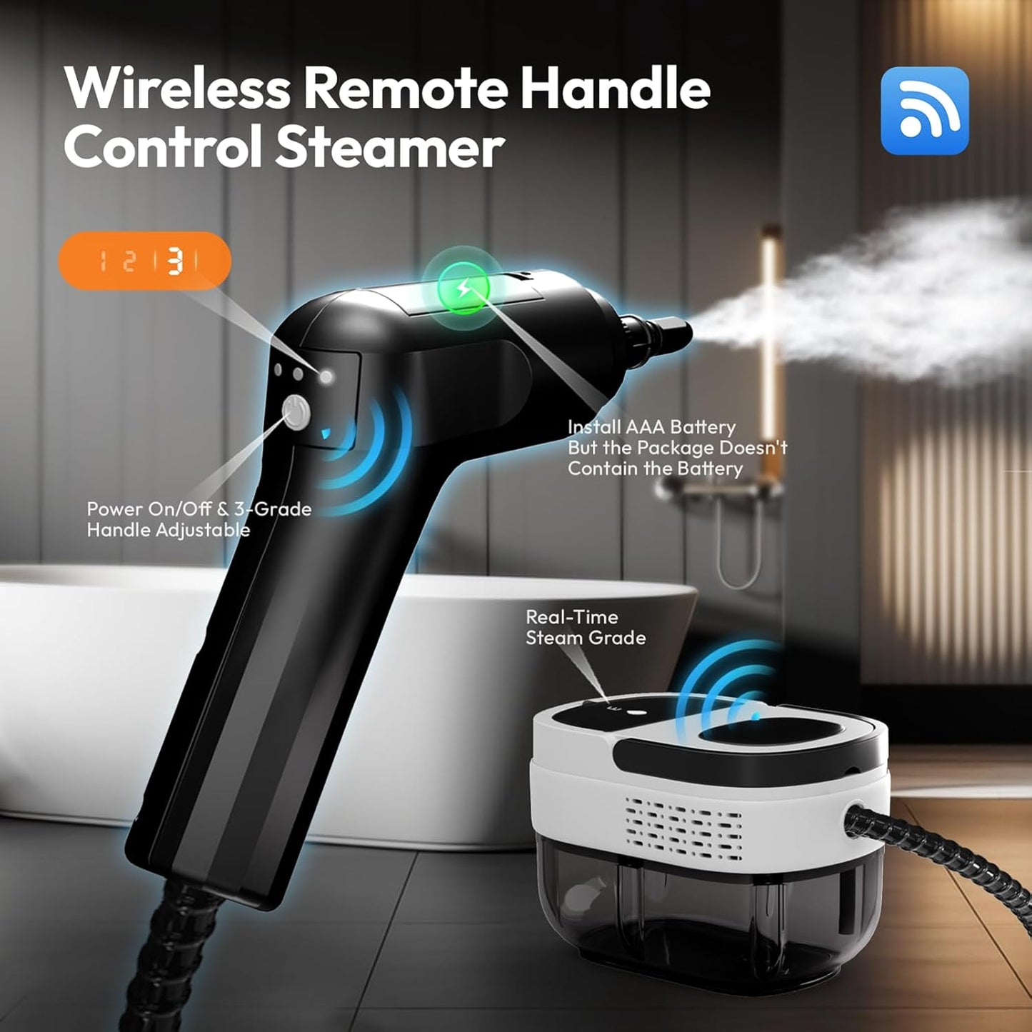 Steam Cleaner for Home, Steam Cleaner 2500w, High Pressure Steamer for Cleaning, 1.6L Water Tank, 3 Level Steam Control, High Heat Handheld Steamer for Kitchen, Bathroom, Upholstery, Car, Furnitur