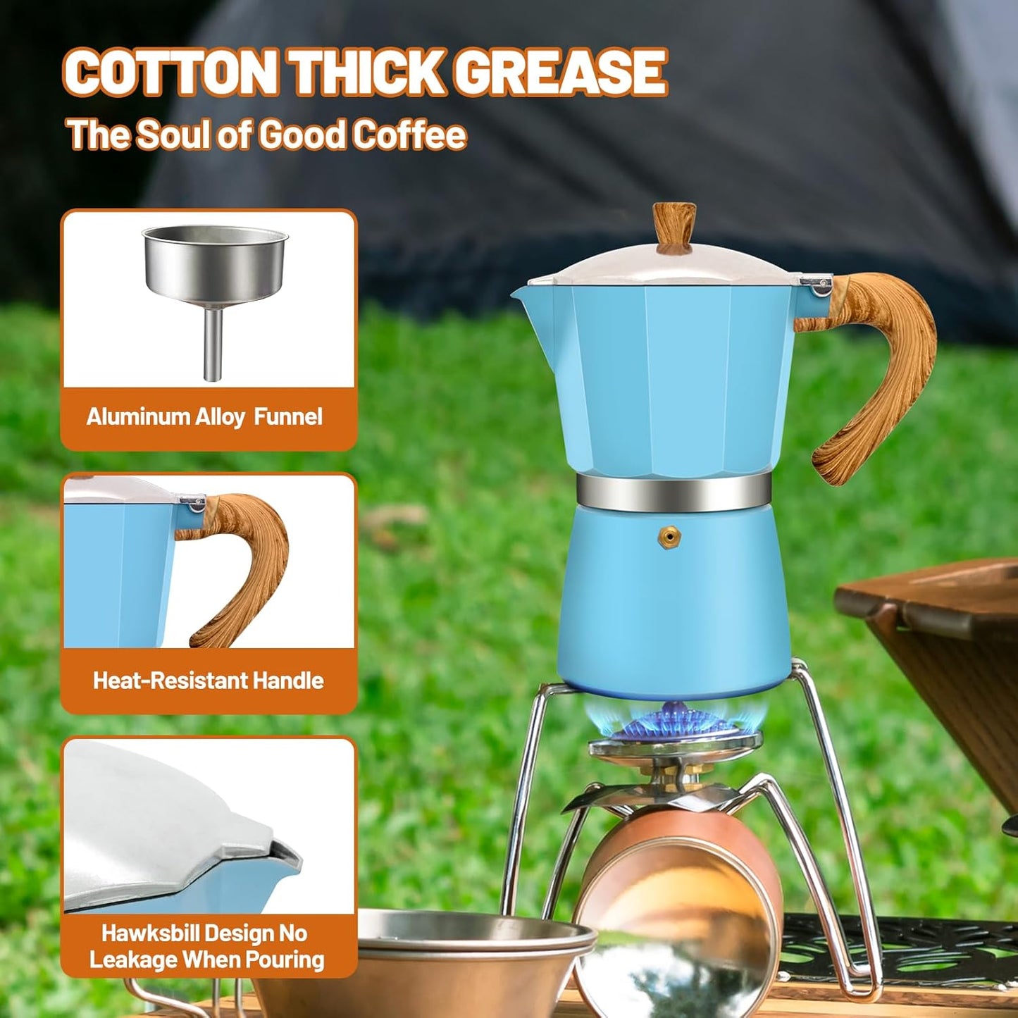 3 Cup Aluminum Espresso Stovetop Moka Pot Express Coffee Maker Percolator Italian Classic Mocha Coffee Machine for Italian and Cuban Cafe Brewing for Home & Camping 150ml 5oz