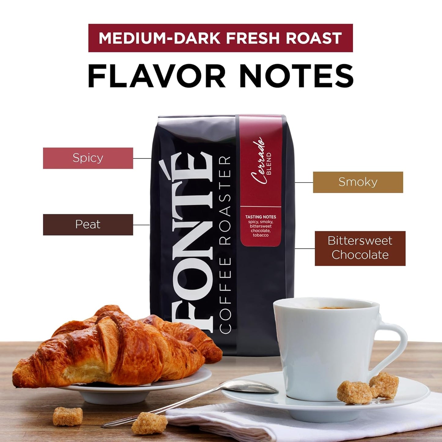 Fonte Coffee Roaster - Home Espresso Coffee - Medium-Dark Fresh Roast - Roasted in Seattle - Single Origin - 12 oz - Spicy, Smoky, Bittersweet Chocolate, Peat - Cerrado