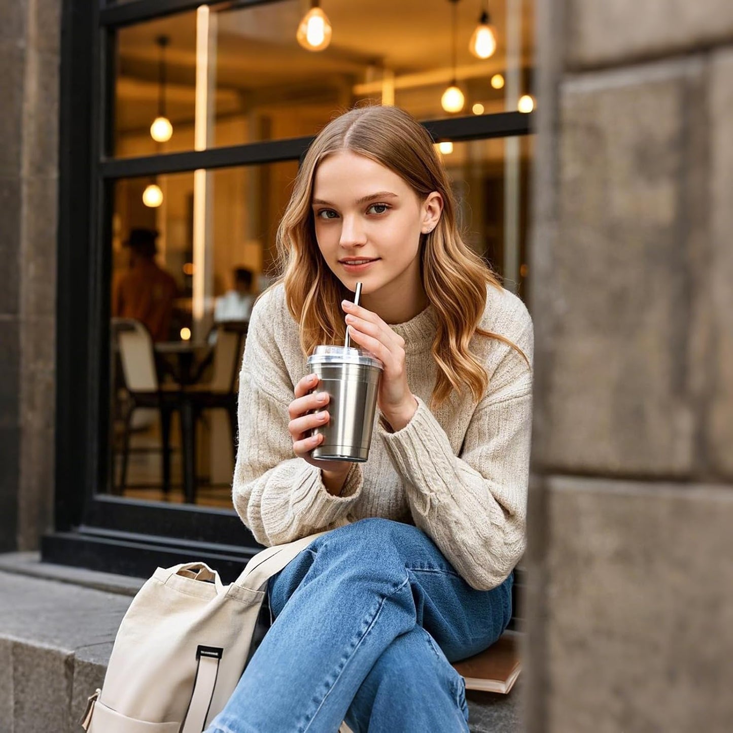dcieiosul Set of 6 Reusable Metal Straws, 8.5'' Long Stainless Steel Straw with Cleaning Brushes and Case, Drinking for 20 oz Tumblers.