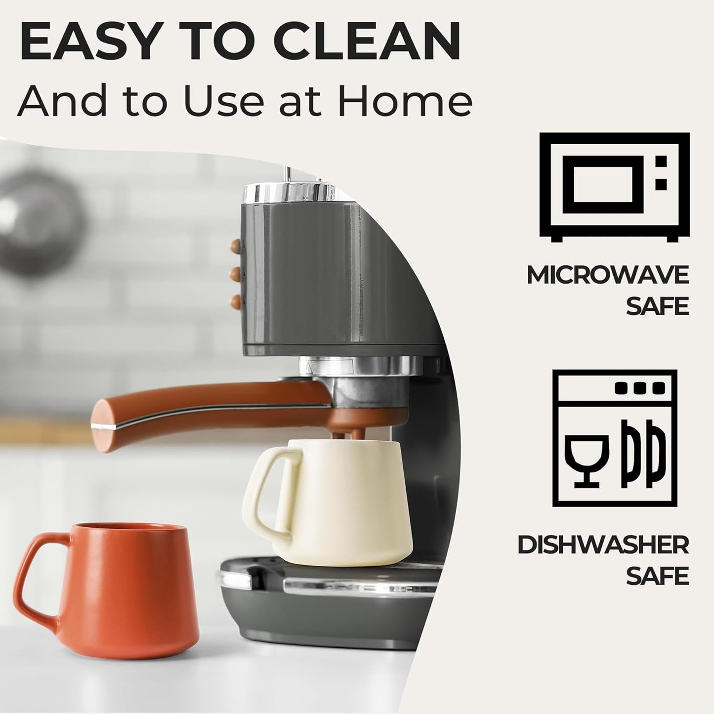 MIAMIO - Coffee Mugs Set of 4 / Large Ceramic Coffee Cups (14 oz) - Mug for Cappuccino, Tea, Espresso - Microwave and Dishwasher Safe - Luxe Collection (Beige Pastel)