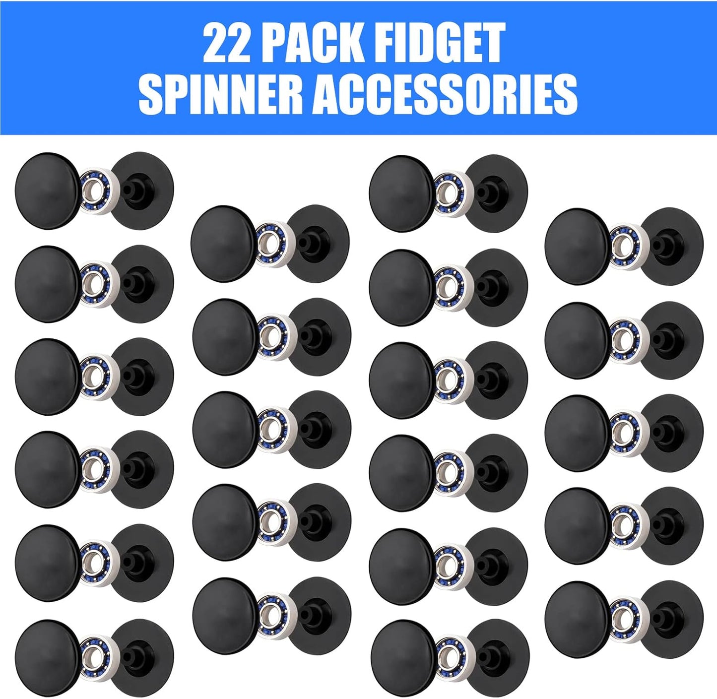 NiArt Fidget Spinner Toy DIY Bearing with Caps Set 22-Pack, MR137 0.5" Single-Sealed Chrome Steel Bearing Balls Replacement High Speed 13mmx7mmx4mm Epoxy Resin Casting Craft Skateboard Stress Reliever