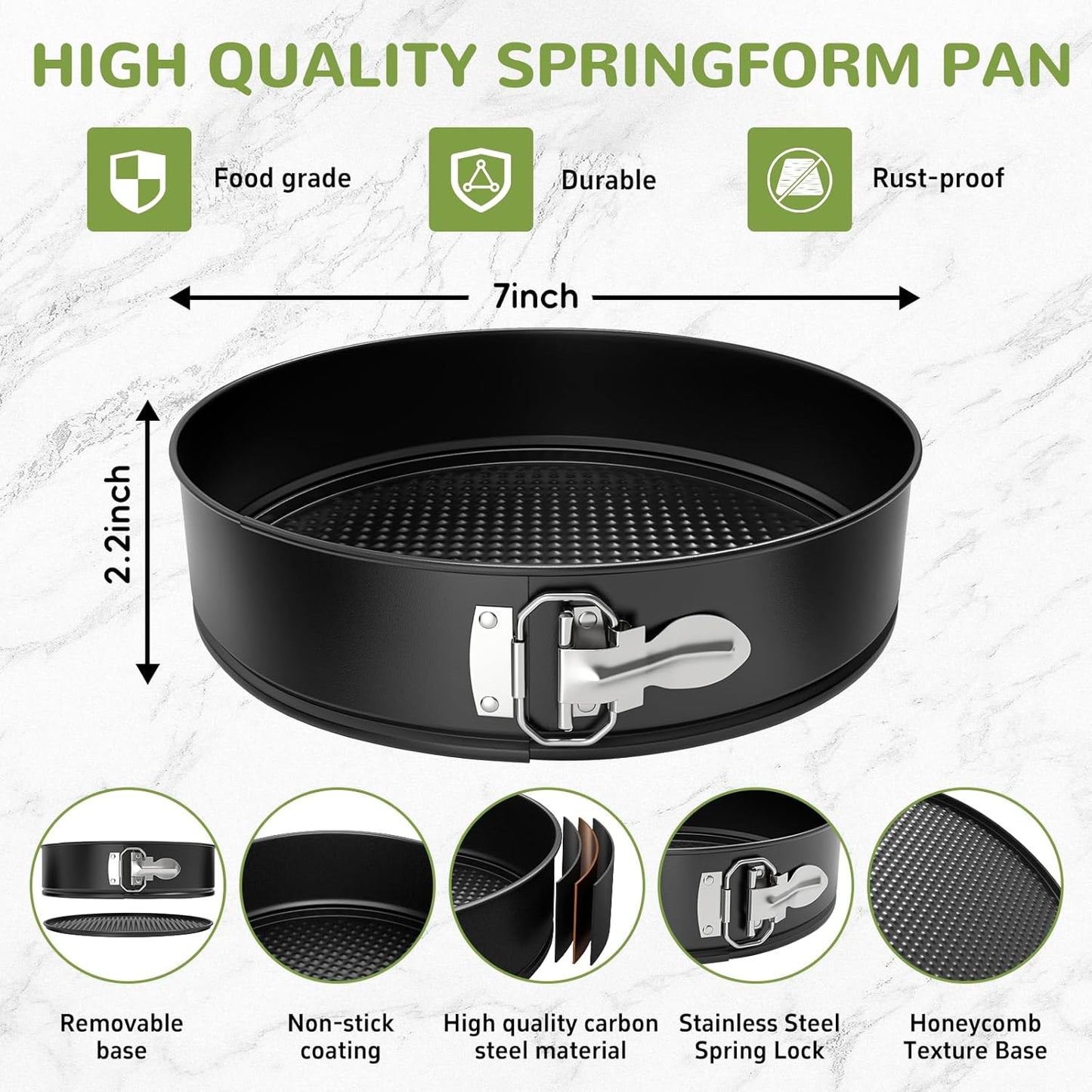 7 Inch Springform Pan with Removable Bottom, Non-stick Round Spring Form Cake Mold Cheesecake Pan For Baking