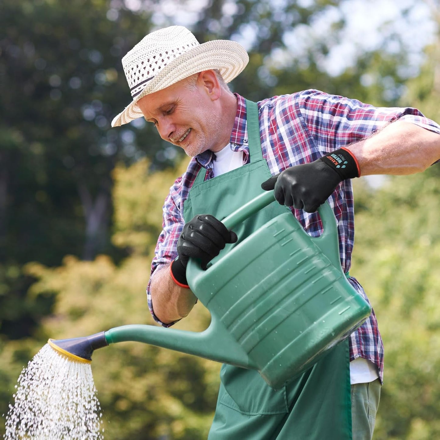 KAYGO Waterproof Work Gloves for Men and Women, Rubber Coated Non-slip Working Gloves for Garden, Outdoor Construction,KG150,Black,L