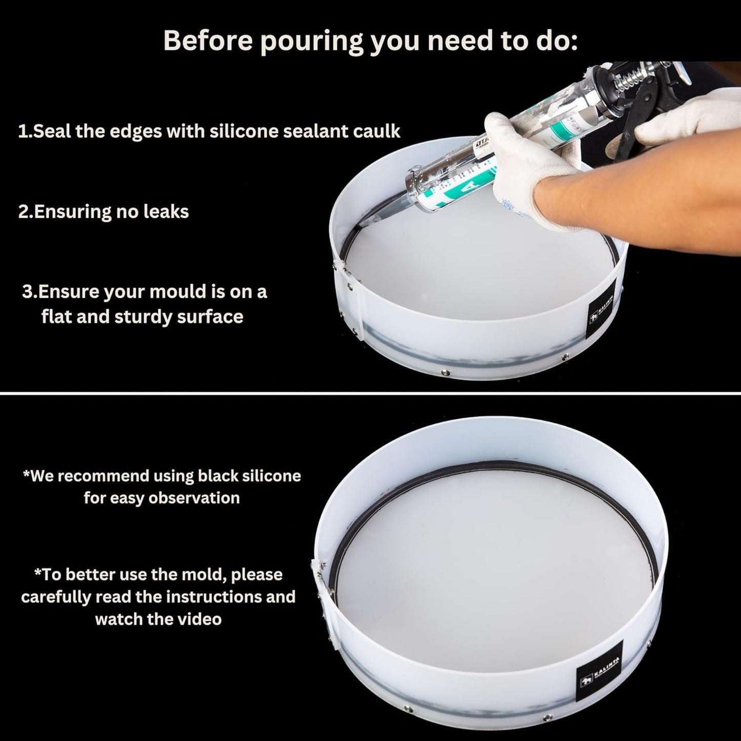 Resin Mold Large Round Deep -Kalinta 24inch Reusable Epoxy Round Molds for Resin Clock, Serving Tray Board, End Table，Floral Preservation Bouquet