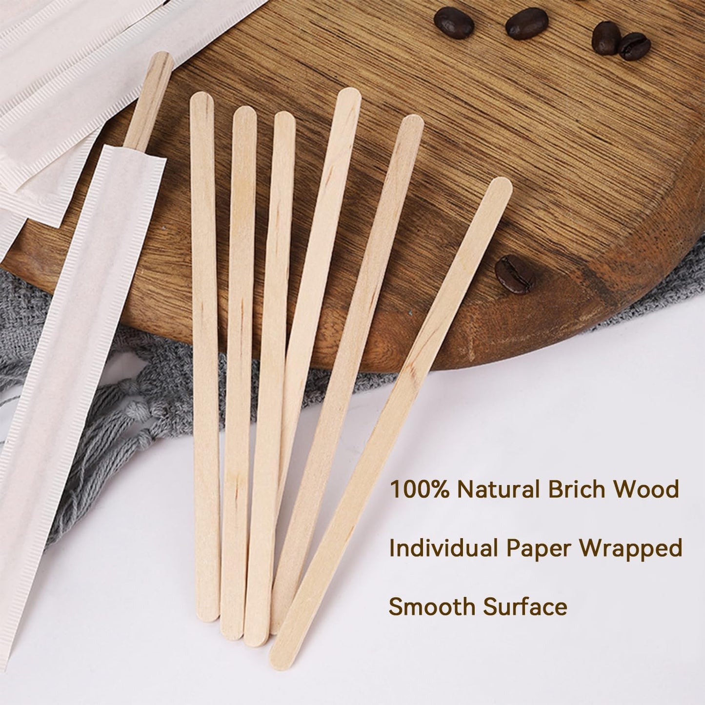 Coffee Filters 1-2 Cup 100 Count Disposable Basket Coffee Filter Paper with 100 Pcs Wooden Coffee Stirrer Sticks Natural Filters for Commercial Home Pour Over Coffee Kit