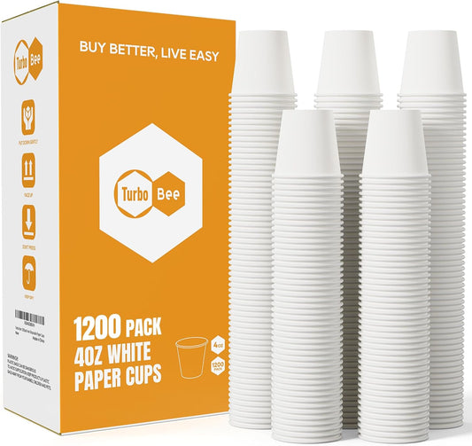 Turbo Bee 1200Pack 4oz Disposable Paper Cups,Disposable Espresso Cups,Coffee Cups, Hot/Cold Beverage Drinking Cups for Party, Travel and Events
