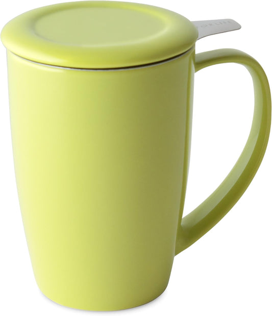 FORLIFE Curve Tall Tea Mug with Infuser and Lid 15 ounces, Lime