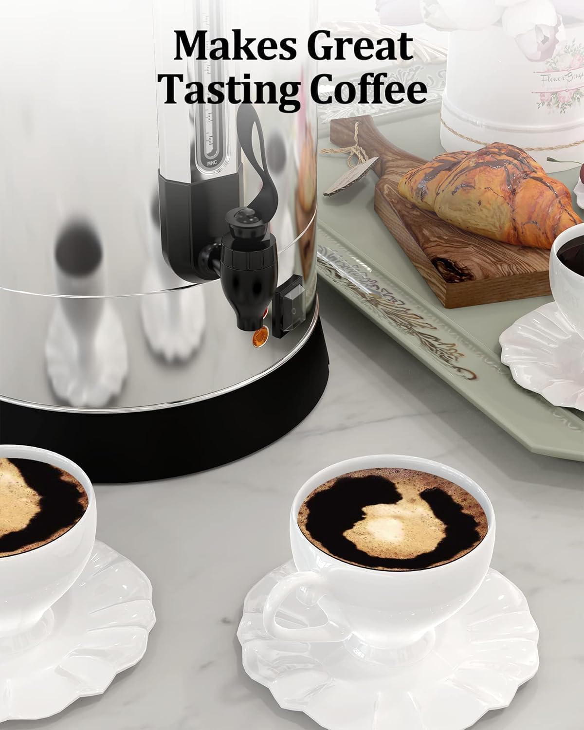 120 Cups Coffee Urn,18L Double Wall Commerical Coffee Maker for Buffet Catering Wedding Gathering,Large Capacity Hot Coffee Dispenser, Stainless Steel Hot Water Urn