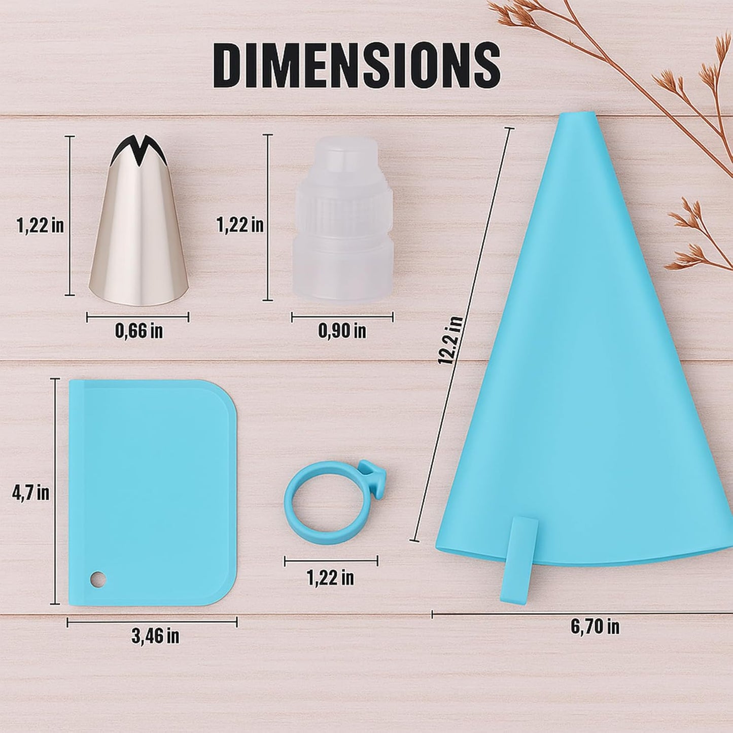 Piping Bags and Tips Set, Reusable Cake Decorating Supplies with 2 Reusable Bags, 12 Icing Tips, 2 Silicone Rings, 2 Couplers and 3 Scrapers, Cake Baking Tools for Cookie Icing Cupcakes