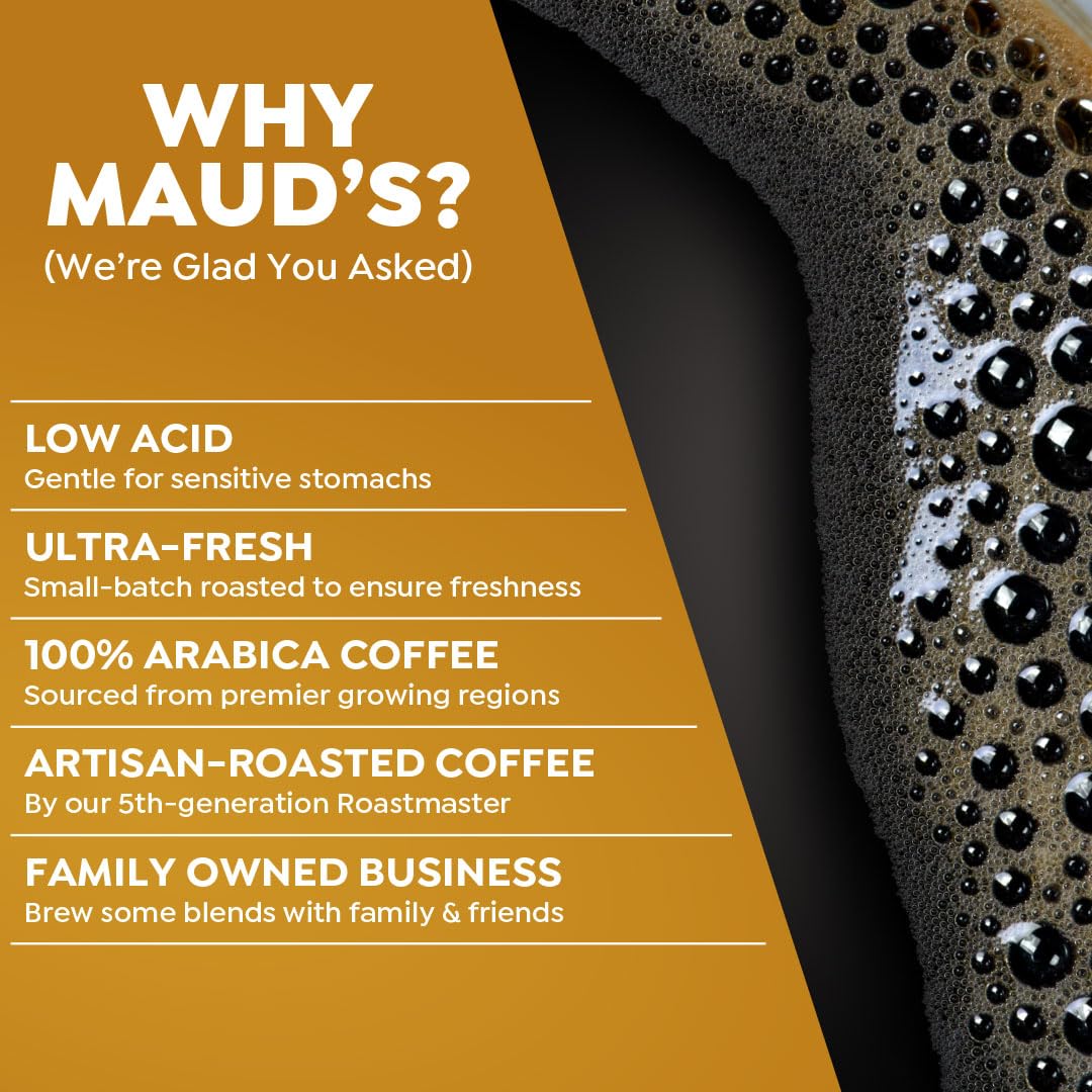 Maud's Caramel Popcorn Flavored Coffee Pods, 18 ct, Medium Roast Flavored Coffee in Recyclable Single Serve Pods – 100% Arabica Beans, Compatible with Keurig K Cups Maker