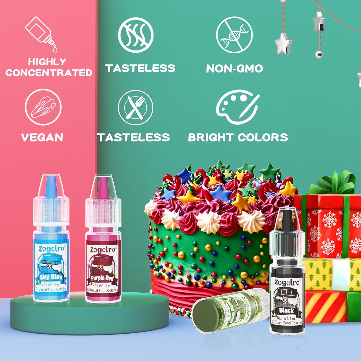 Oil Based Food Coloring - 15 Vibrant Rainbow Colors Edible Oil Food Dye Set, Flavorless Concentrated Oil Based Food Coloring for Chocolate, Baking, Cake Decorating, Candy Melts, Cookies, Frosting - 0.25 Fl. Oz