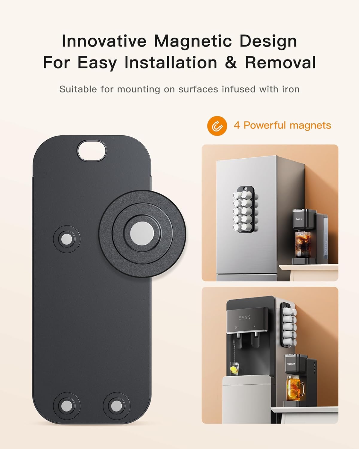 Magnetic K-Pod Organizer for K Cup Coffee Pods, Self-Magnetic Coffee Pod Holder and Storage Drawer, Suitable to be Mounted on Iron Surfaces - Refrigerator (Black&Gray)